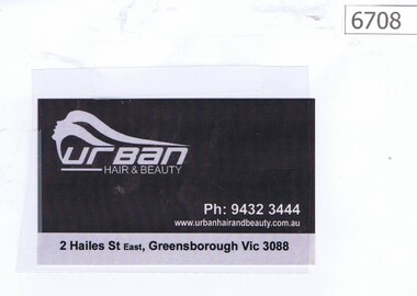 Business card, Urban hair & beauty, 2019_