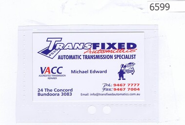 Business card, Transfixed automatics: automatic transmission specialist, 2019_