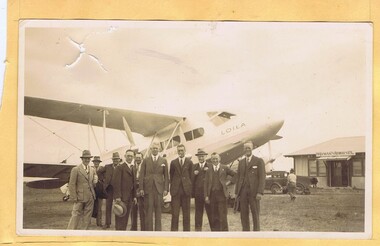 Photograph - Digital Image, Mystery mine photographs: Gentlemen and the plane "Loila", 1935c