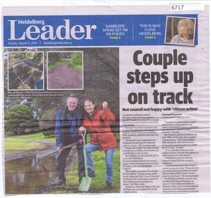 Newspaper Clipping, Couple steps up on track, by Courtney Beaumont, 13/08/2019