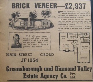 Newspaper Clipping - Digital Image, Greensborough and Diamond Valley Estate Agency, 1959, 1959