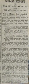 Newspaper Clipping - Digital Image, Weekend accidents, 1923_