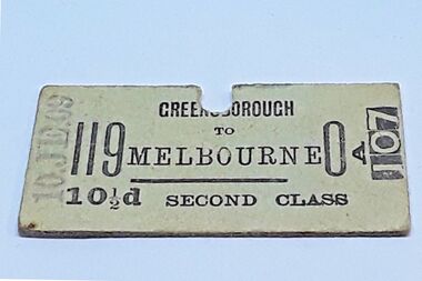 Ephemera - Ticket - Digital Image, Train ticket: Greensborough to Melbourne, second class, 1909, 10/06/1909