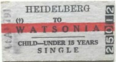 Ticket - Digital Image, Train ticket: Heidelberg to Watsonia, single, 1979, 06/04/1979