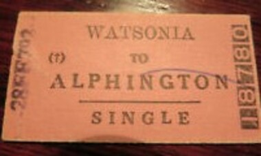 Ticket - Digital Image, Train ticket: Watsonia to Alphington, single, 1992, 28/02/1992