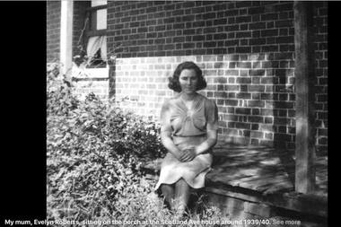 Photograph - Digital Image, Evelyn Roberts on the porch at Scotland Avenue 1939, 1939_