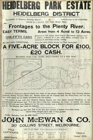 Advertising Leaflet, John McEwen and Co, Heidelberg Park Estate [Lower Plenty], 1913c