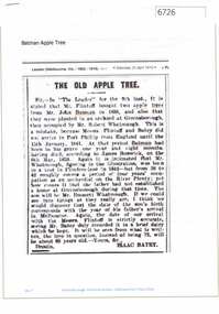 Newspaper Clipping (copy), Batman Apple Tree, 1910_