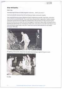 Article and Photograph, Briar Hill bonfire, 2018_