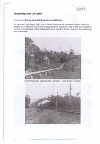 Article and Photograph, Hurstbridge Rail Line 1967, 2016_