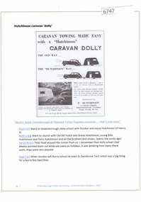 Article and Photograph, Hutchinson Caravan 'Dolly', 2016_