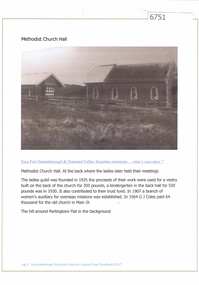 Article and Photograph, Methodist Church Hall c1925, 2017_