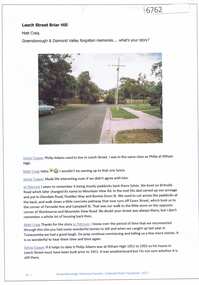 Article and Photograph, Leech Street Briar Hill, 2017_
