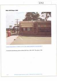 Article and Photograph, Briar Hill shops 1984, 2016_