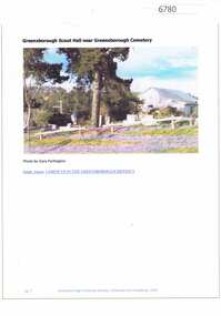 Article and Photograph, Greensborough Scout Hall near Greensborough cemetery, 2016_