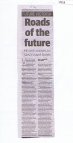 Newspaper Clipping, Roads of the future, by Matt Johnston, 23/10/2019
