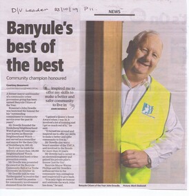 Newspaper Clipping, Banyule's best of the best, by Courtney Beaumont, 23/10/2019