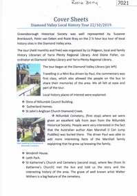 Booklet and article, Diamond Valley Local History Tour 2019, by Yarra Plenty Regional Library, 22/10/2019