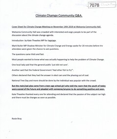 Leaflet, with Document, Climate change Q & A, 14/11/2019