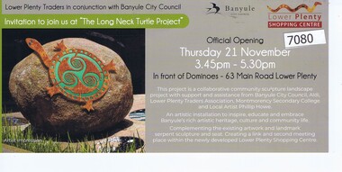 Invitation, Long Neck Turtle Project. Opening, 21/11/2019