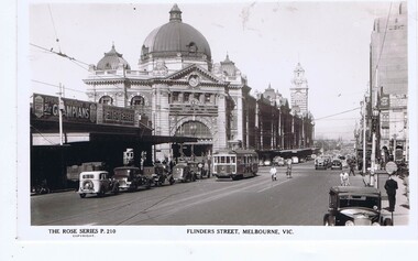 Postcard, Flinders Street Melbourne, 1930s