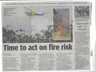 Newspaper Clipping, Diamond valley Leader, Time to act on fire risk, 15/01/2020