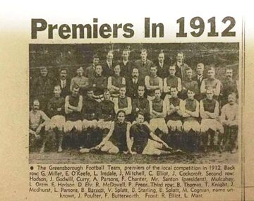 Newspaper Clipping - Digital Image, Greensborough Football Club Premiers 1912, 1912_