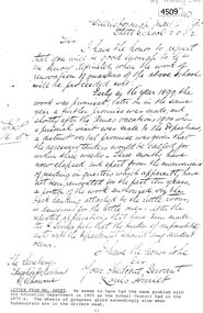 Letter (copy), Greensborough Primary School et al, Mr Amiet to Education Department Greensborough State School Gr2062, 02/05/1900