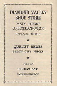 Advertisement - Digital Image, Diamond Valley Shoe Store 1954, 1954