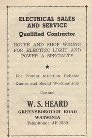 Advertisement - Digital Image, W.S. Heard Electrical 1954, 1954