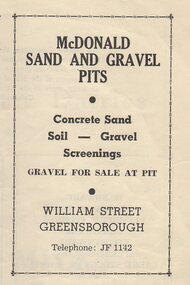 Advertisement - Digital Image, McDonald Sand and Gravel Pits 1954, 1954