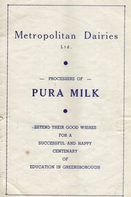 Advertisement - Digital Image, Metropolitan Dairies 1954, 1954