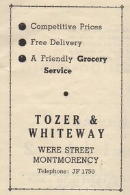 Advertisement - Digital Image, Tozer & Whiteway 1954, 1954
