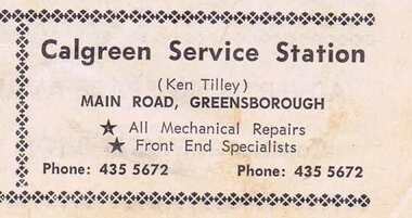 Advertisement - Digital Image, Calgreen Service Station 1968, 25/08/1968