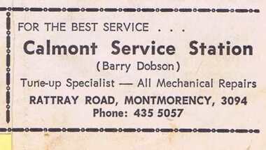 Advertisement - Digital Image, Calmont Service Station 1968, 25/08/1968