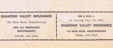 Advertisement - Digital Image, Diamond Valley Insurance 1968, 25/08/1968