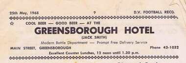 Advertisement - Digital Image, Greensborough Hotel 1968, 25/08/1968