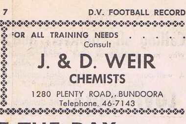 Advertisement - Digital Image, J & D Weir (Chemists) 1968, 25/08/1968