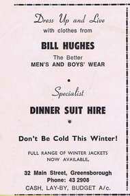 Advertisement - Digital Image, Bill Hughes Menswear 1969, 12/07/1969