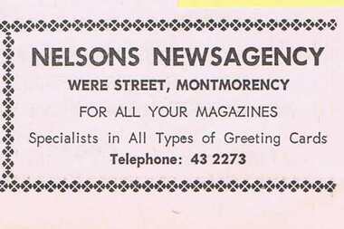 Advertisement - Digital Image, Nelsons Newsagency 1969, 12/07/1969