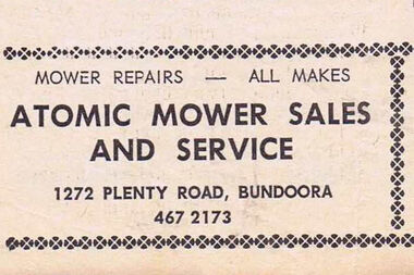 Advertisement - Digital Image, Atomic Mower Sales and Service 1970, 06/06/1970
