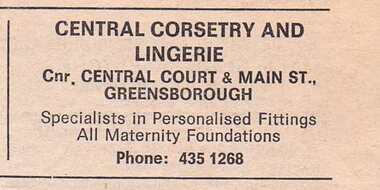 Advertisement - Digital Image, Central Corsetry and Lingerie 1974, 22/06/1974