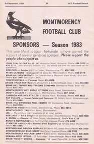 Advertisement - Digital Image, Montmorency Football Club Sponsors 1983, 03/09/1983