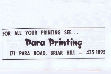Advertisement - Digital Image, Para Printing 1983, 09/04/1985