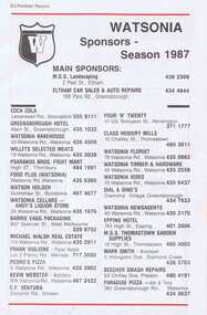 Advertisement - Digital Image, Watsonia Football Club Sponsors 1987, 10/07/1987