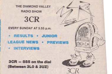Advertisement - Digital Image, Diamond Valley Radio show 3CR, 1985, 20/07/1985