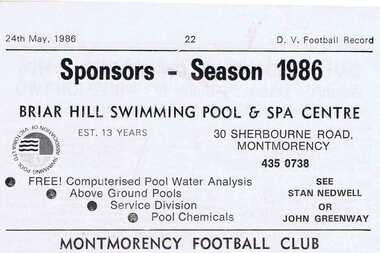 Advertisement - Digital Image, Briar Hill Swimming Pool and Spa Centre, 1986, 24/05/1986