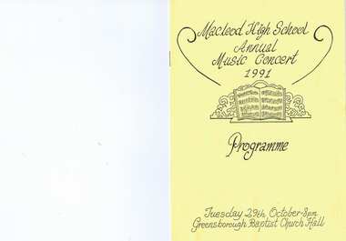 Program - Digital Image, Rosie Bray et al, Macleod High School Music Concert 1991 McHIGH, 1991_