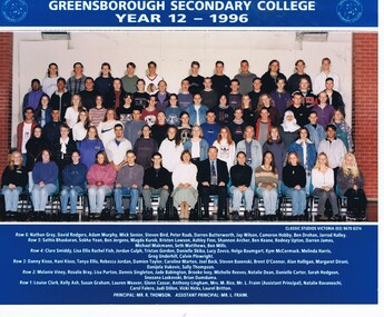 School Photograph - Digital Image, Rosie Bray et al, Greensborough Secondary College 1996 Year 12 Gr8750, 1996_