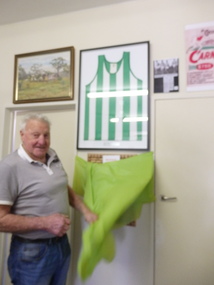 Photograph - Digital Image, Sue Ballantyne, Gary Partington unveils donated shirt, 05/09/2019